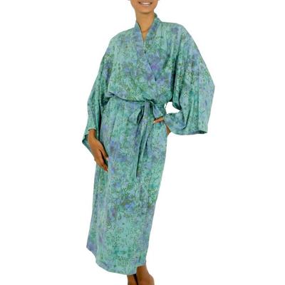 Artisan Crafted Batik Robe 'Misty Javanese Forest'