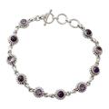 Petite Flowers,'Amethyst Sterling Silver and Composite Turquoise Bracelet'