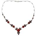 Rosy Blossom,'Hand Crafted Carnelian and Garnet Sterling Silver Necklace'