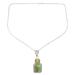 Blissful Evening in Green,'Indian Sterling Silver and Peridot Pendant Necklace'