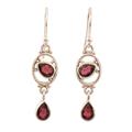 Balanced Glow,'Garnet and Sterling Silver Dangle Earrings from India'