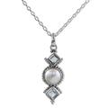 Blue Rays,'Cultured Pearl Blue Topaz Pendant Necklace from India'