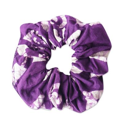 Thanks,'Purple & White Batik Cotton Scrunchie Hand-Crafted in Ghana'
