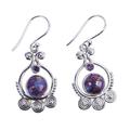 Exotic Swirls,'Purple Amethyst Sterling Silver Earrings Handcrafted India'