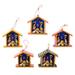 Ornaments, 'Huts' (set of 5)