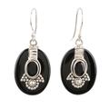 Midnight Crown,'Black Onyx Sterling Silver Dangle Earrings'