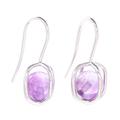 Violet Galaxy,'Sterling Silver Caged Amethyst Bead Drop Earrings'