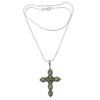 Peridot cross necklace, 'Sacred Cross' - Religious Peridot Necklace