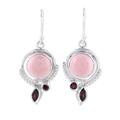 Glory in Pink,'Opal and Garnet Dangle Earrings from India'