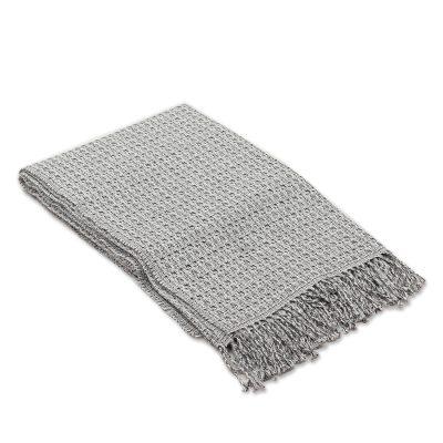 Cozy Combination in Pebble,'Monochromatic Alpaca Blend Throw from Peru'