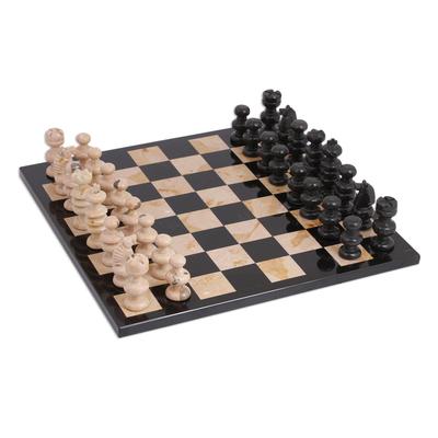 Brown Challenge,'Brown and Black Marble Chess Set ...