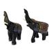 'Happy Elephants' (pair) - Lacquered Wood Figurines