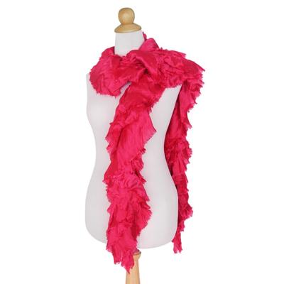 Daring Pink,'Rayon and Silk Blend Ruffled Scarf'