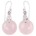 Rose quartz dangle earrings, 'Moon of Romance'