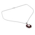 Rajasthan Star,'Moonstone and Garnet Pendant Necklace on Cable Chain'