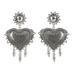 Love Waterfall,'Sterling Silver Heart Chandelier Earrings'