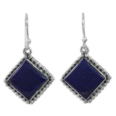 Blue Kite,'Kite Shaped Sterling Silver Lapis Lazuli Dangle Earrings'