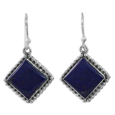 Blue Kite,'Kite Shaped Sterling Silver Lapis Lazuli Dangle Earrings'