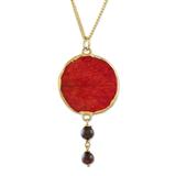 Autumn Red Rose,'Garnet and Gold Plated Natural Rose Petal Pendant Necklace'