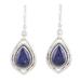Royal Soul,'Sterling Silver Dangle Earrings with Lapiz Lazuli Cabochons'