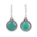 Green Passion,'Green Onyx and Sterling Silver Dangle Earrings from India'