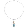Gemstone Allure,'Citrine and Composite Turquoise Pendant Necklace from India'