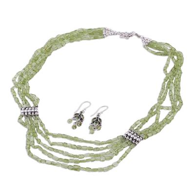 'Forever Love' - Artisan Crafted Peridot Sterling Silver Beaded Jewelry Set