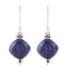 Gleaming Grandeur,'Lapis Lazuli Dangle Earrings from India'