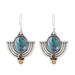 Blue Flame,'Citrine and Blue Composite Turquoise Dangle Earrings'