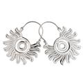 Sterling silver hoop earrings, 'Aztec Sun'