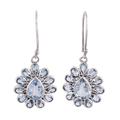 Blue Glitz,'Faceted Blue Topaz Earrings from India'