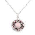 Hope of the Persevering,'Opal and Garnet Sterling Silver Pendant Necklace from India'