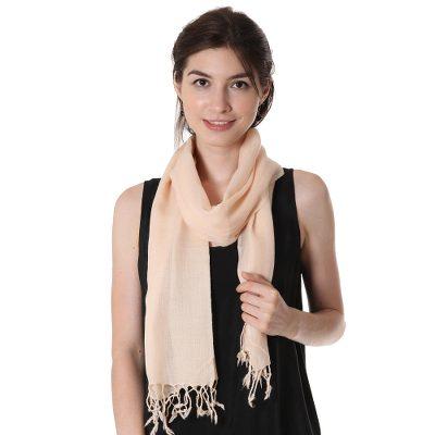 Wool scarf, 'Pale Peach'