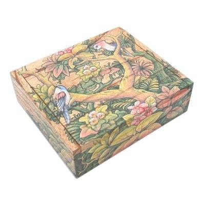 Tropical Birds,'Wood Jewelry Box'