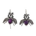 Makech,'Amethyst and Cultured Pearl Sterling Silver Beetle Earrings'