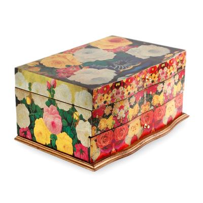 'Bright Bouquet' - Handcrafted Floral Decoupage Jewelry Box
