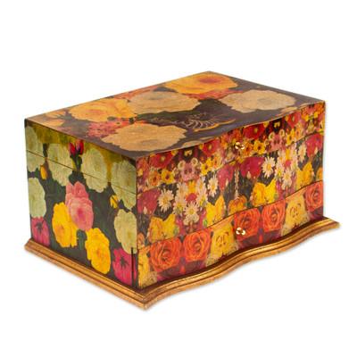 'Bright Bouquet' - Handcrafted Floral Decoupage Jewelry Box