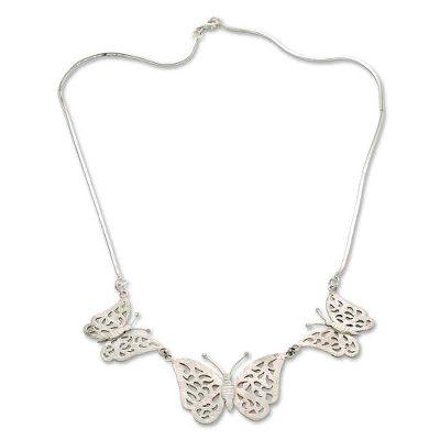 Sterling silver pendant necklace, 'Free as a Butterfly'