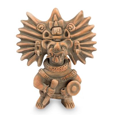 Zapotec Bat Deity Urn,'Collectible Zapotec Ceramic Statuette Museum Replica'