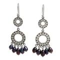 Pearl chandelier earrings, 'Eclipse in Black'