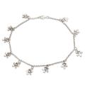 Glimmering Flowers,'Sterling Silver Floral Charm Anklet from Bali'