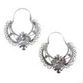 Mexican Rococo,'Ornate Sterling Silver Hoop Earrings'