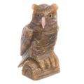 Protective Owl,'Calcite and Rose Quartz Gemstone Owl Sculpture from Peru'