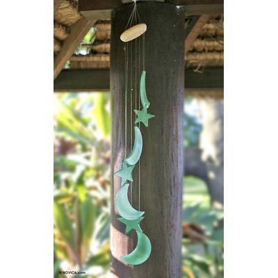 Wind chimes, 'Moon and Stars' - Artisan Crafted Ag...