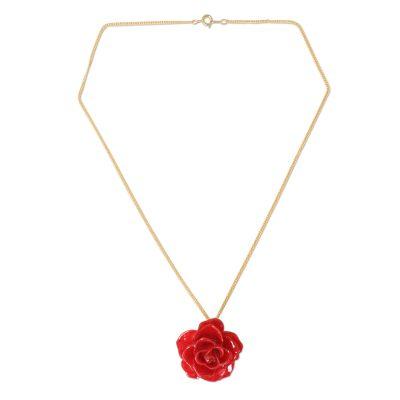 'Sweet Scarlet' - Hand Made Natural Flower Pendant Necklace