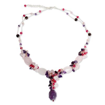 'Sweet Love' - Beaded Rose Quartz and Amethyst Necklace