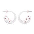 Cherry Crescents,'Garnet Half-Hoop Earrings Crafted in India'