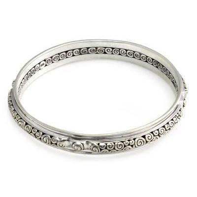'Circle of Life' (medium) - Hand Made Sterling Silver Bangle Bracel