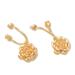Glinting Roses,'18k Gold Plated Sterling Silver Rose Earrings from Bali'