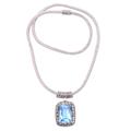 Buddha Curl Memories,'Blue Topaz and Sterling Silver Pendant Necklace from Bali'
